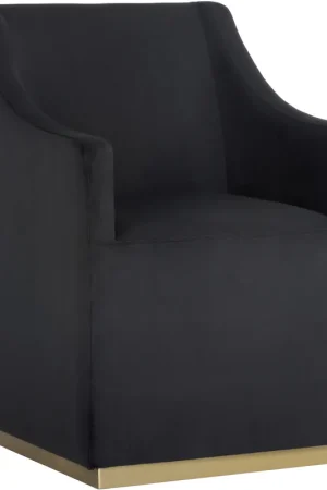 Zane Abbington Black Wheeled Dining Armchair, Wheeled Big Sale